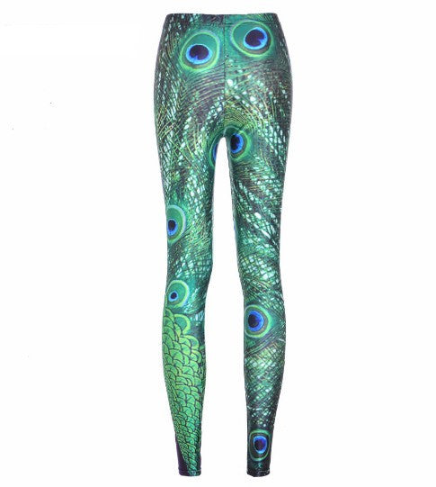 Peacock Print Slim Pants