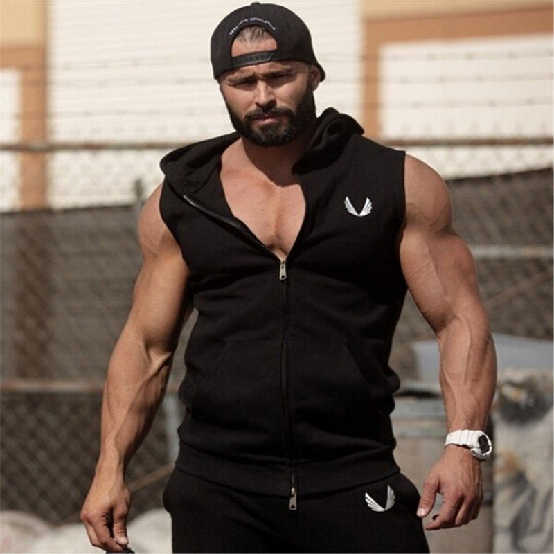 Stretchy Sleeveless Shirt Hooded